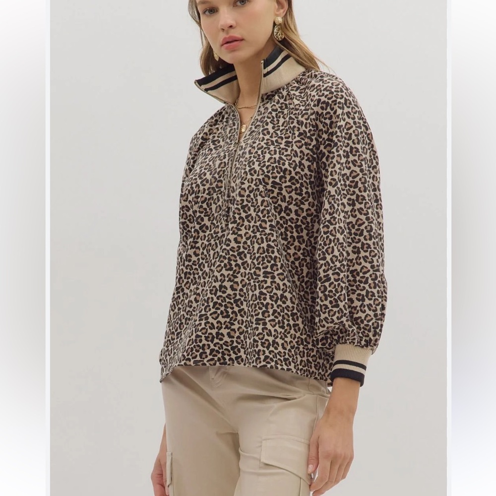 Entro Leopard Print Pullover Top - image 1